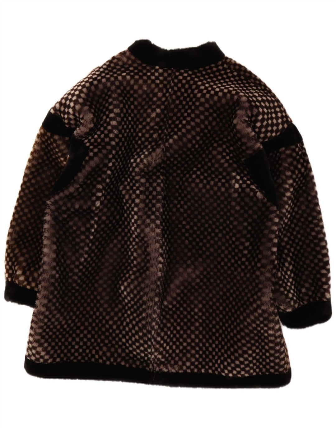 VINTAGE damski płaszcz ze sztucznego futra EU 40 średni brąz geometryczny