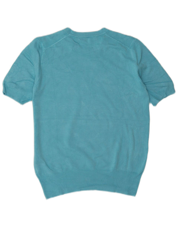 Damski sweter Zara z krótkim rękawem i okrągłym dekoltem UK 14, duży niebieski