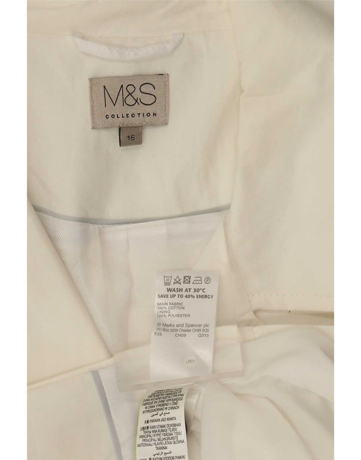 Marks & Spencer Krótki trencz damski UK 16, duży, biały, bawełniany