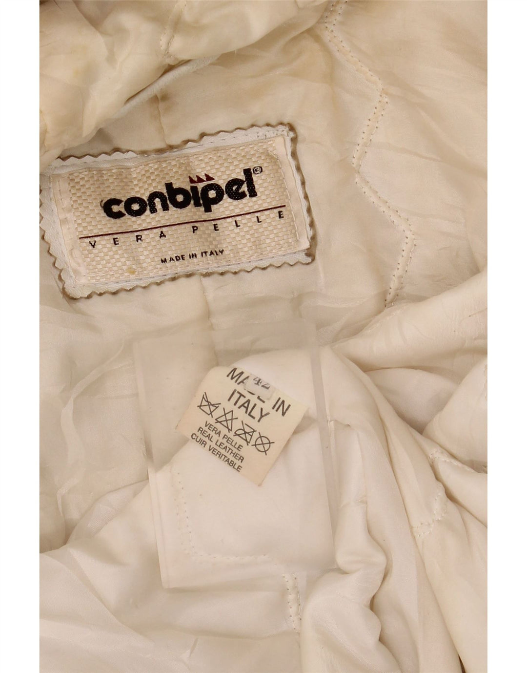 CONBIPEL Damska kurtka skórzana z kapturem IT 42 Średnia biała skóra