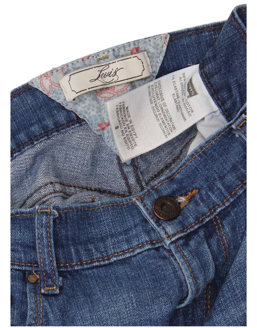 Damskie jeansy Capri LEVI'S US 8 Medium W30 L20 Niebieska bawełna