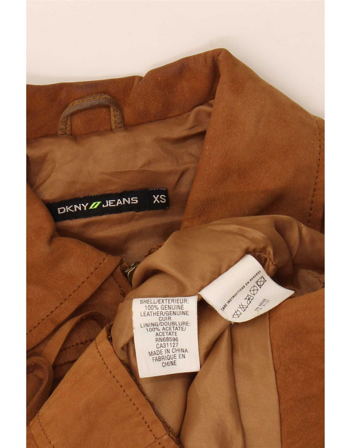 Damska zamszowa kurtka Dkny Crop UK 6 XS, beżowa skóra