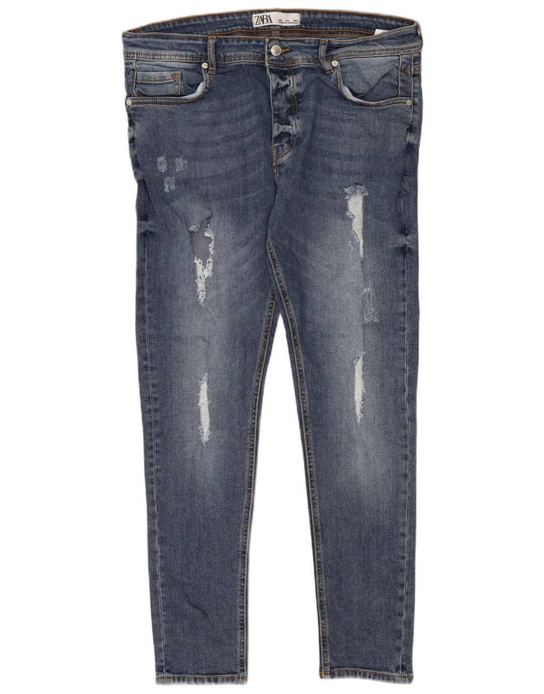 Damskie jeansy Zara w trudnej sytuacji W36 L28 Niebieski poliester
