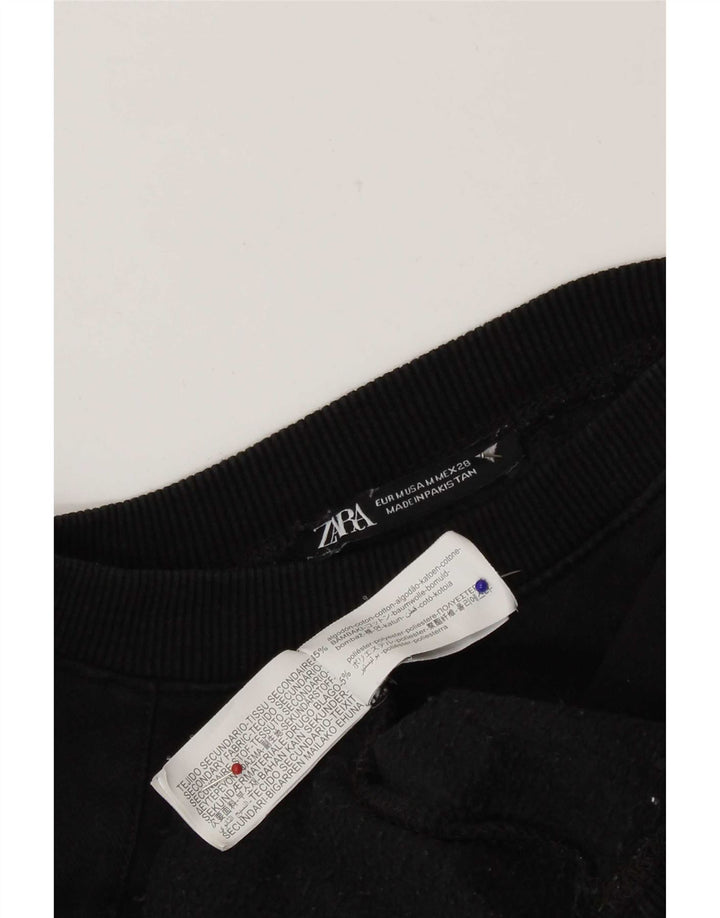Damska bluza oversize Zara Crop UK 14, średnia czarna bawełna