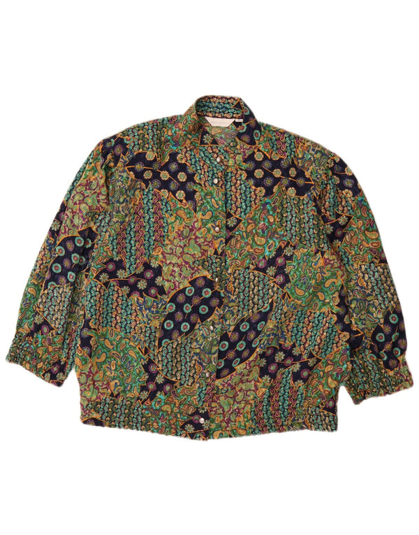 Damska bluzka koszulowa z rękawem 3/4 w stylu vintage IT 46, duża, wielokolorowa paisley