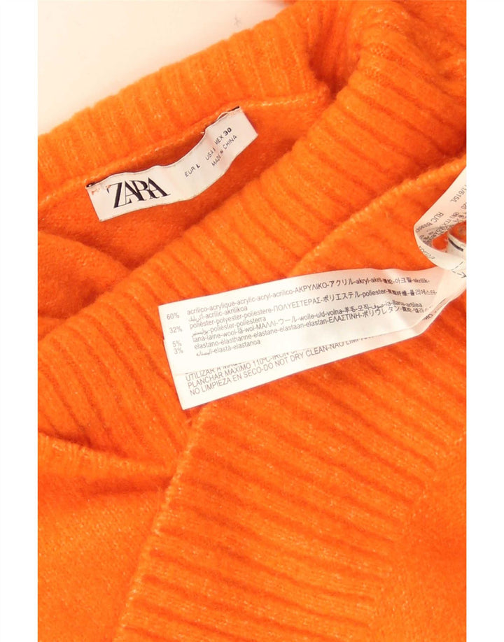 Damski sweter oversize z golfem Zara UK 16, duży, pomarańczowy, akrylowy