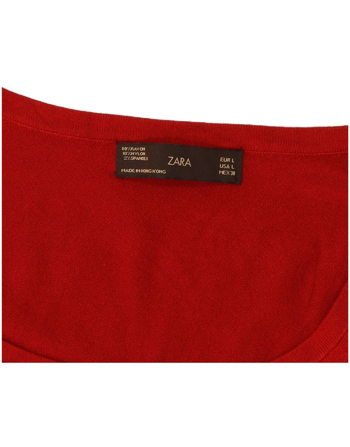 ZARA Womens Jumper Dress UK 14 Large Red Rayon