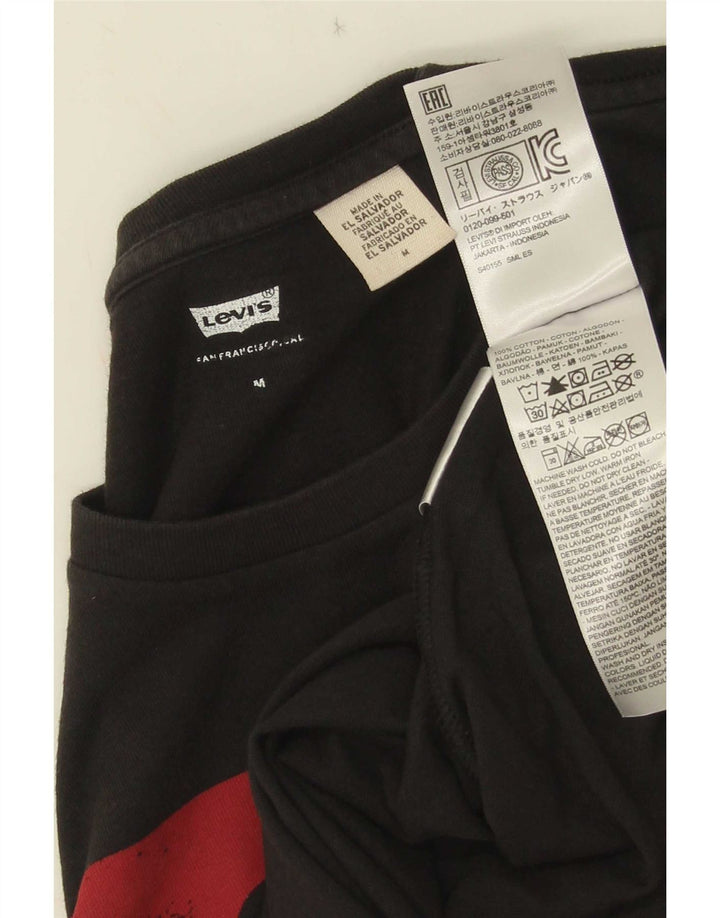 Męska koszulka z grafiką Levi's, średnia czarna bawełniana