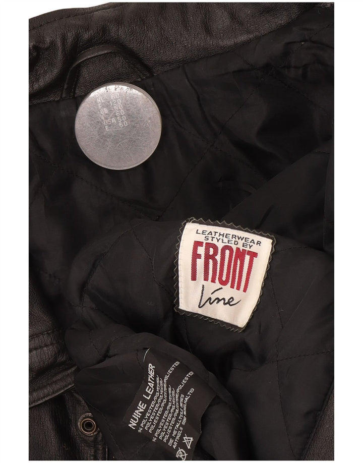 Męska kurtka skórzana Front Line UK 50 2XL Czarna skóra