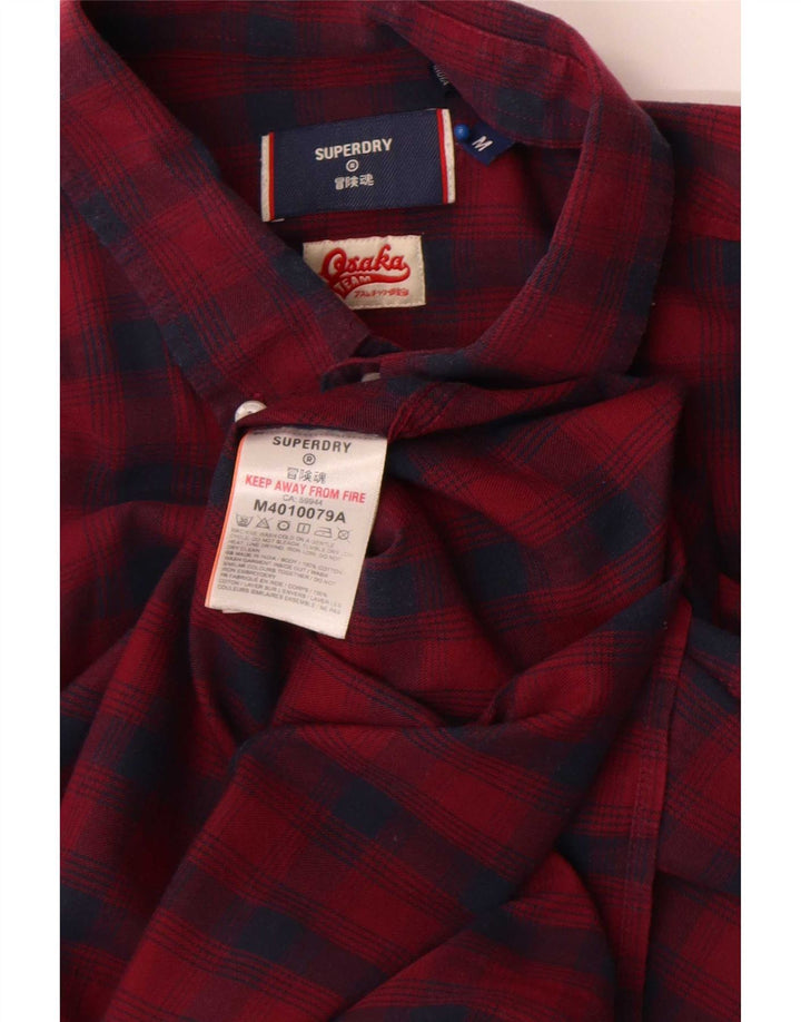 Męska koszula flanelowa Superdry, bawełniana w średnią bordową kratkę