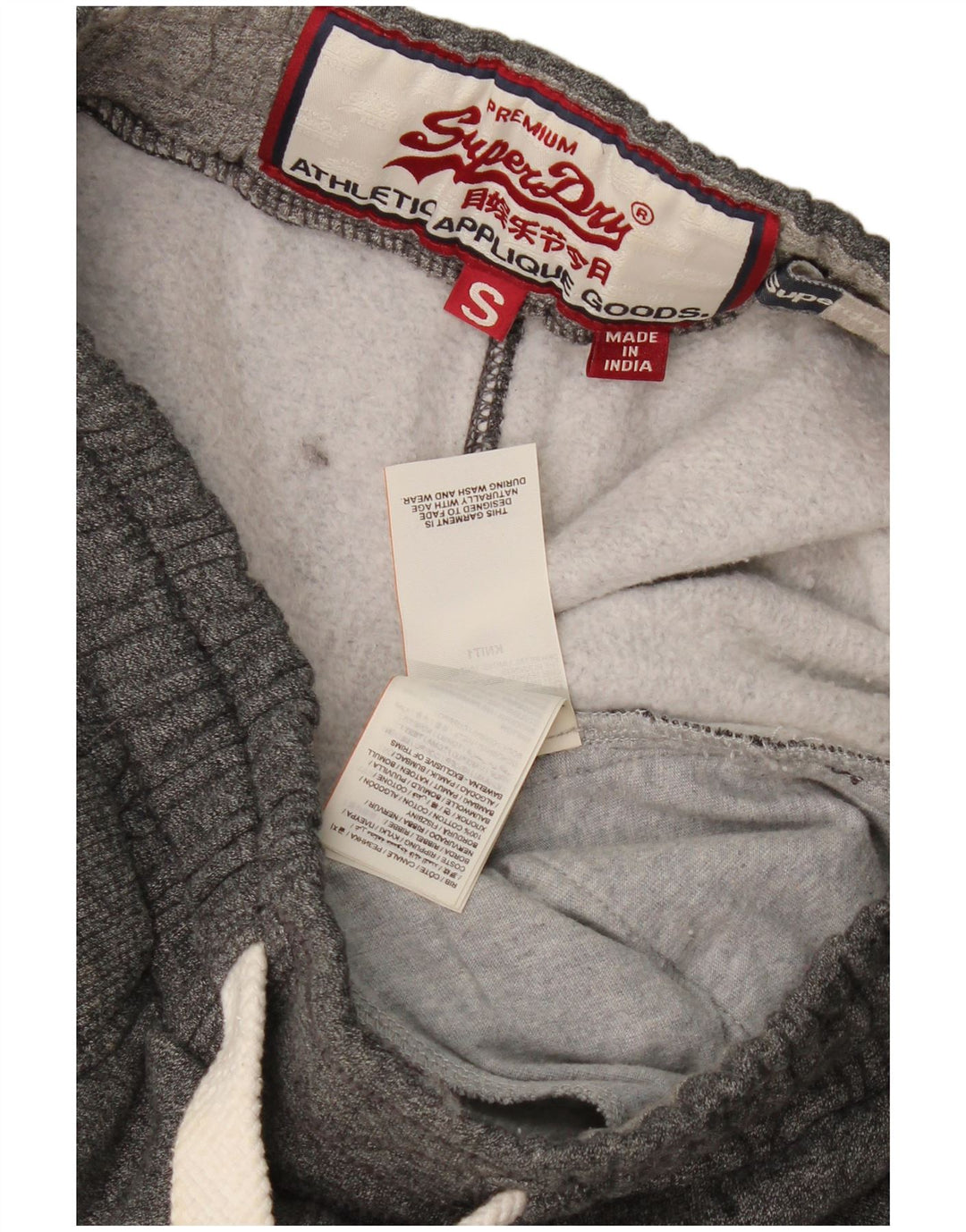 Męskie spodenki sportowe Superdry z grafiką, małe, szare, bawełniane w cętki