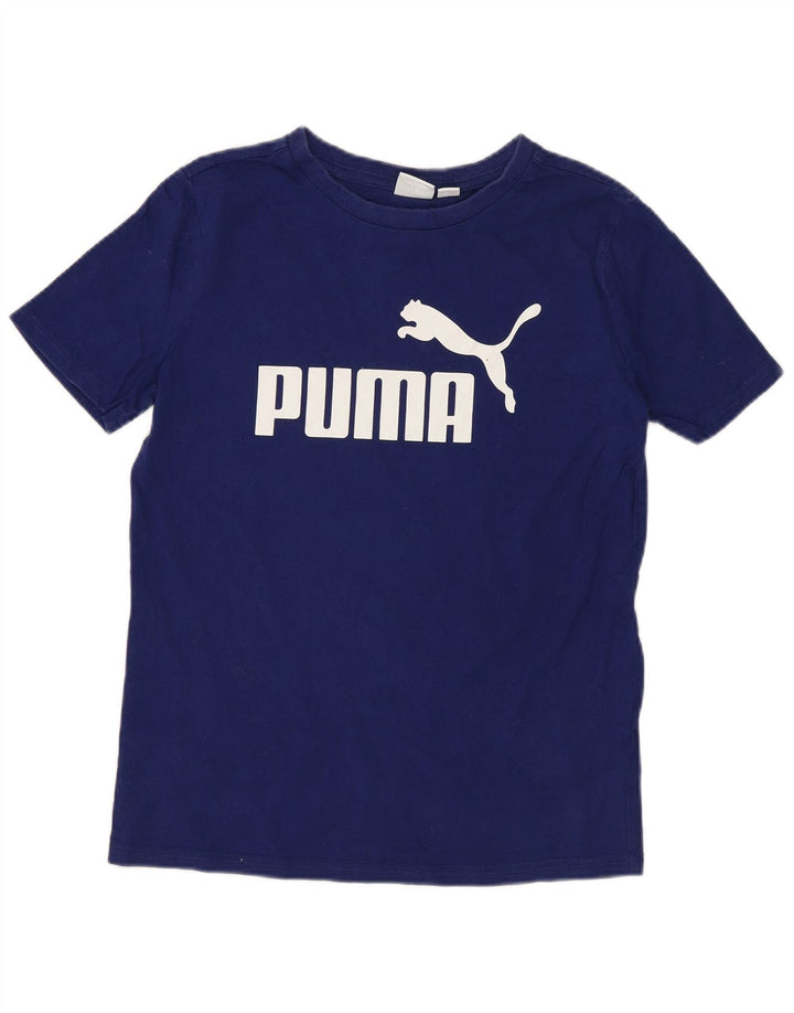 Chłopięcy T-shirt z grafiką Puma, 10-11 lat, średni niebieski, bawełniany