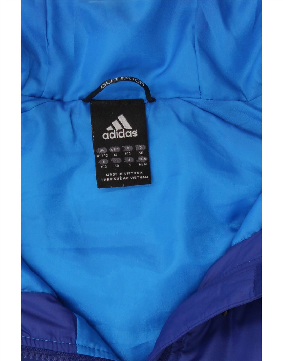 Męska wyściełana kurtka z kapturem Adidas UK 40/42 Średni niebieski, blok kolorów