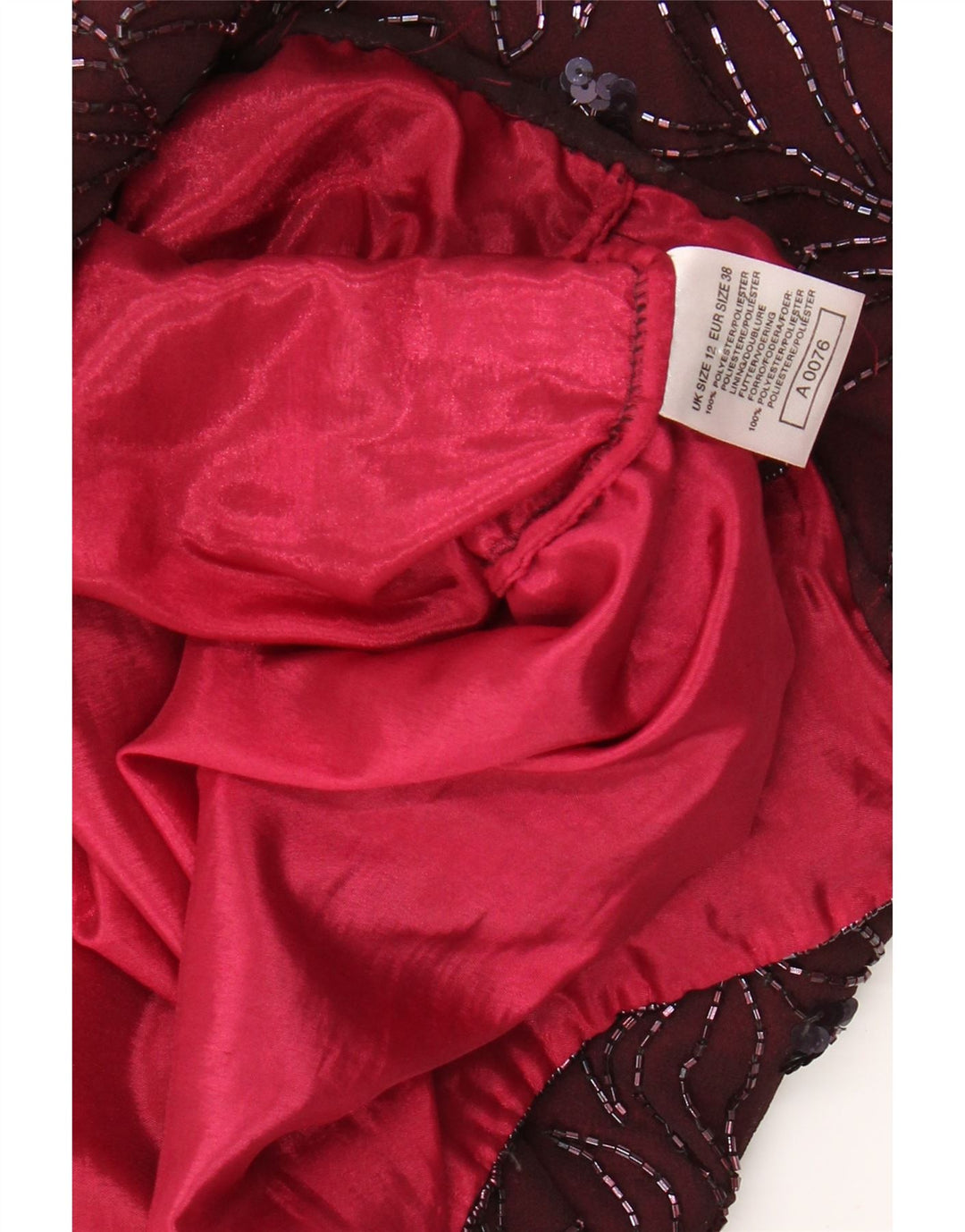 Damska sukienka bez rękawów VINTAGE UK 12 w kolorze średniego burgunda w kwiaty