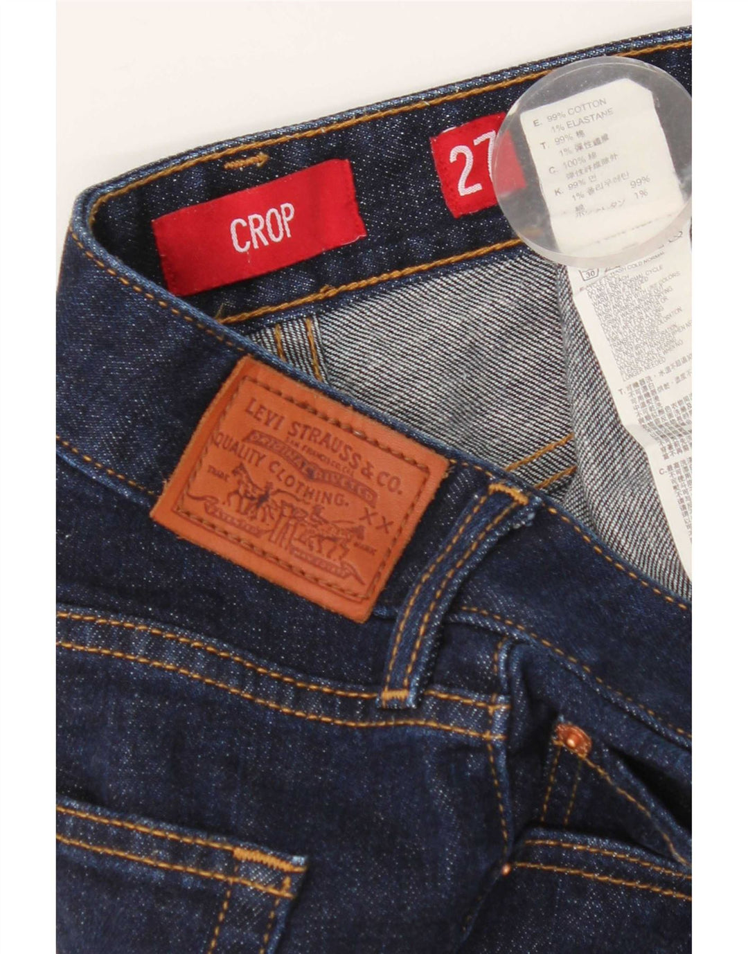 Damskie jeansy Capri Cropped Levi's W27 L22 Granatowa bawełna