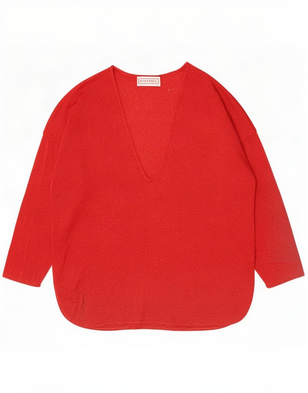 Stefanel Damski top oversize z długim rękawem UK 10 Small Red Flecked Rayon