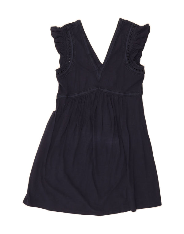 BODEN Womens Sleeveless A-Line Dress UK 10 Small Navy Blue Cotton