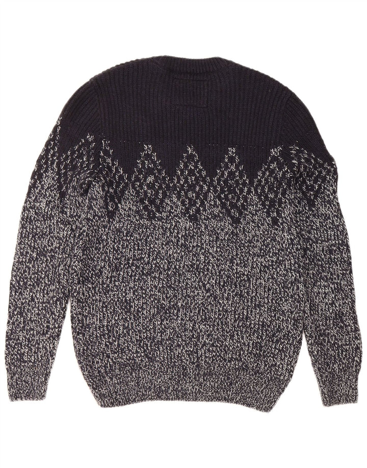 SUPERDRY Męski sweter z okrągłym dekoltem, duży granatowy Argyle/Diament