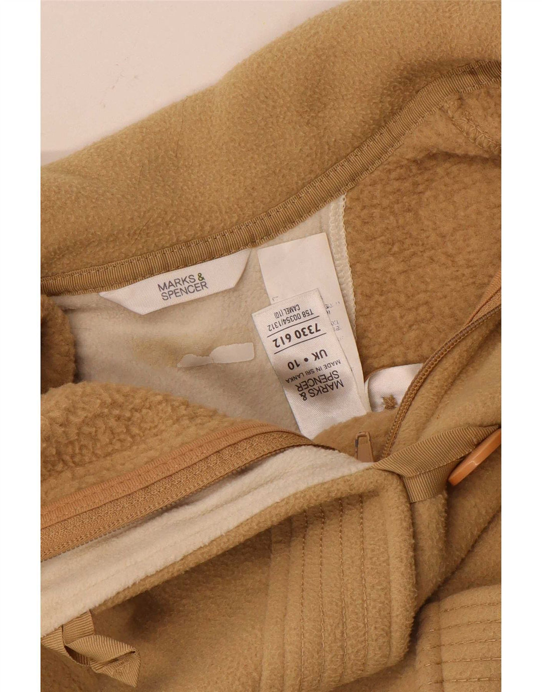Marks & Spencer Damska kurtka polarowa oversize UK 10, mała, beżowa, poliester