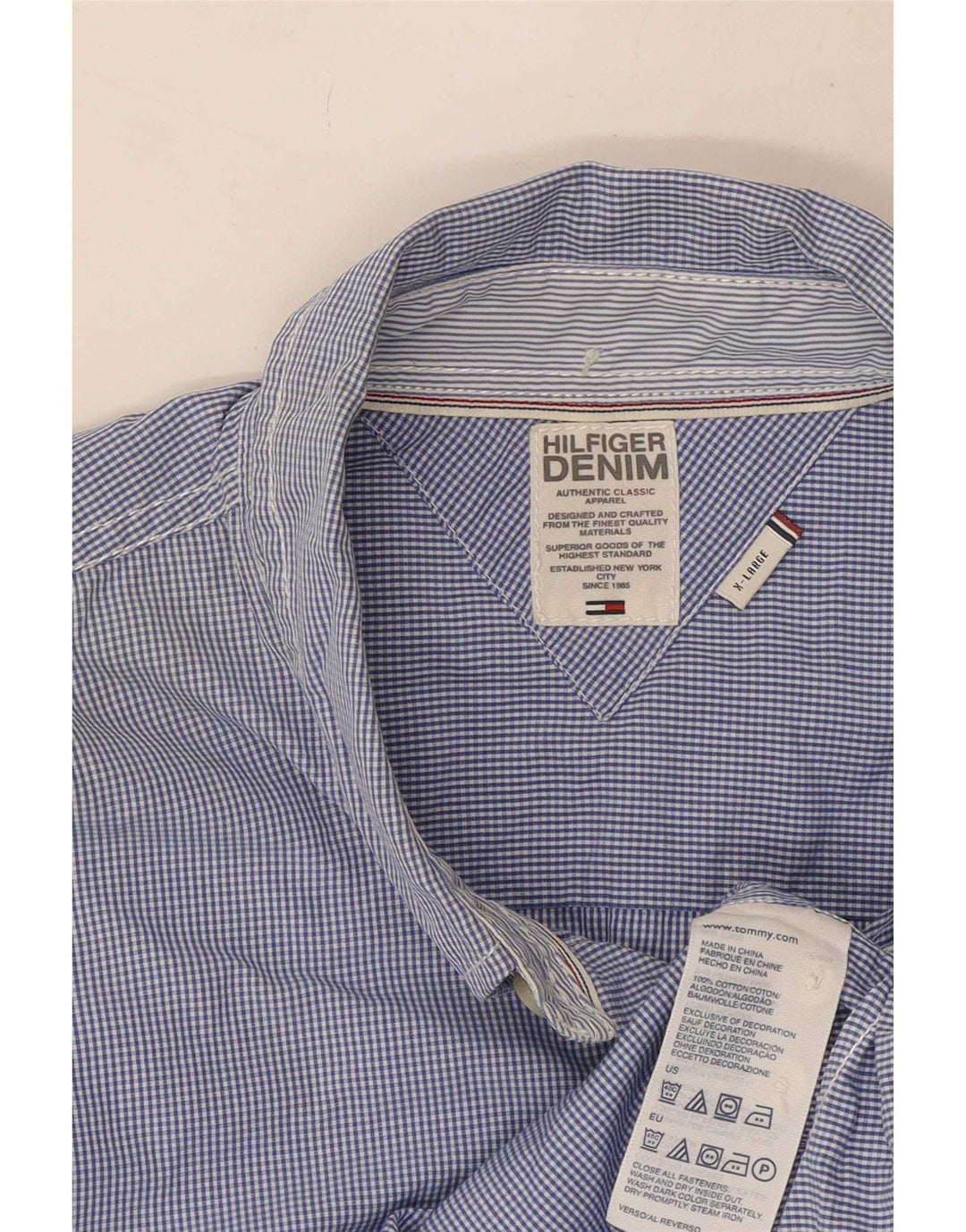 Koszula męska Tommy Hilfiger XL, niebieska bawełniana kratka