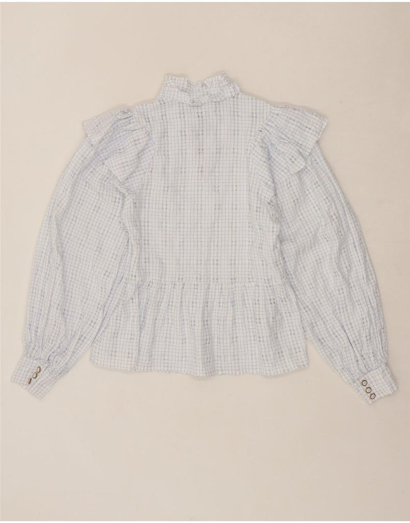 VILA Womens Long Sleeve Blouse Top EU 36 Small Blue Check Polyester Vintage Vila and Second-Hand Vila from Messina Hembry 