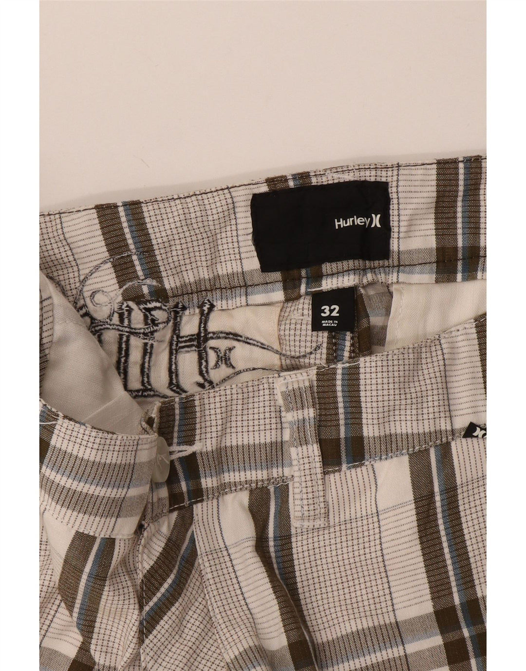 Męskie spodenki chino Hurley W32 w średnią szarą kratkę