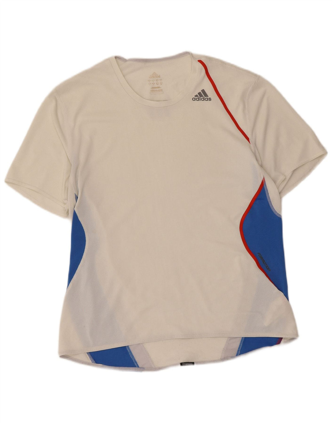 Adidas Męski T-shirt Top Duży Biały Poliester z blokami kolorów