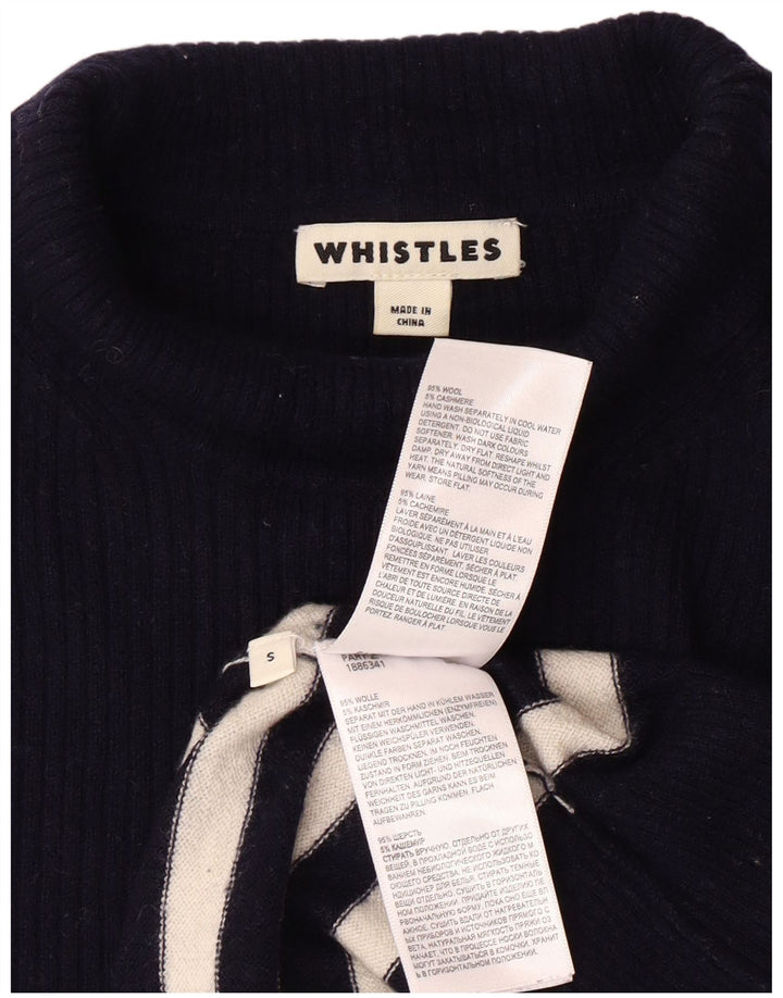 WHISTLES Damski sweter z golfem UK 10 w małe granatowe paski