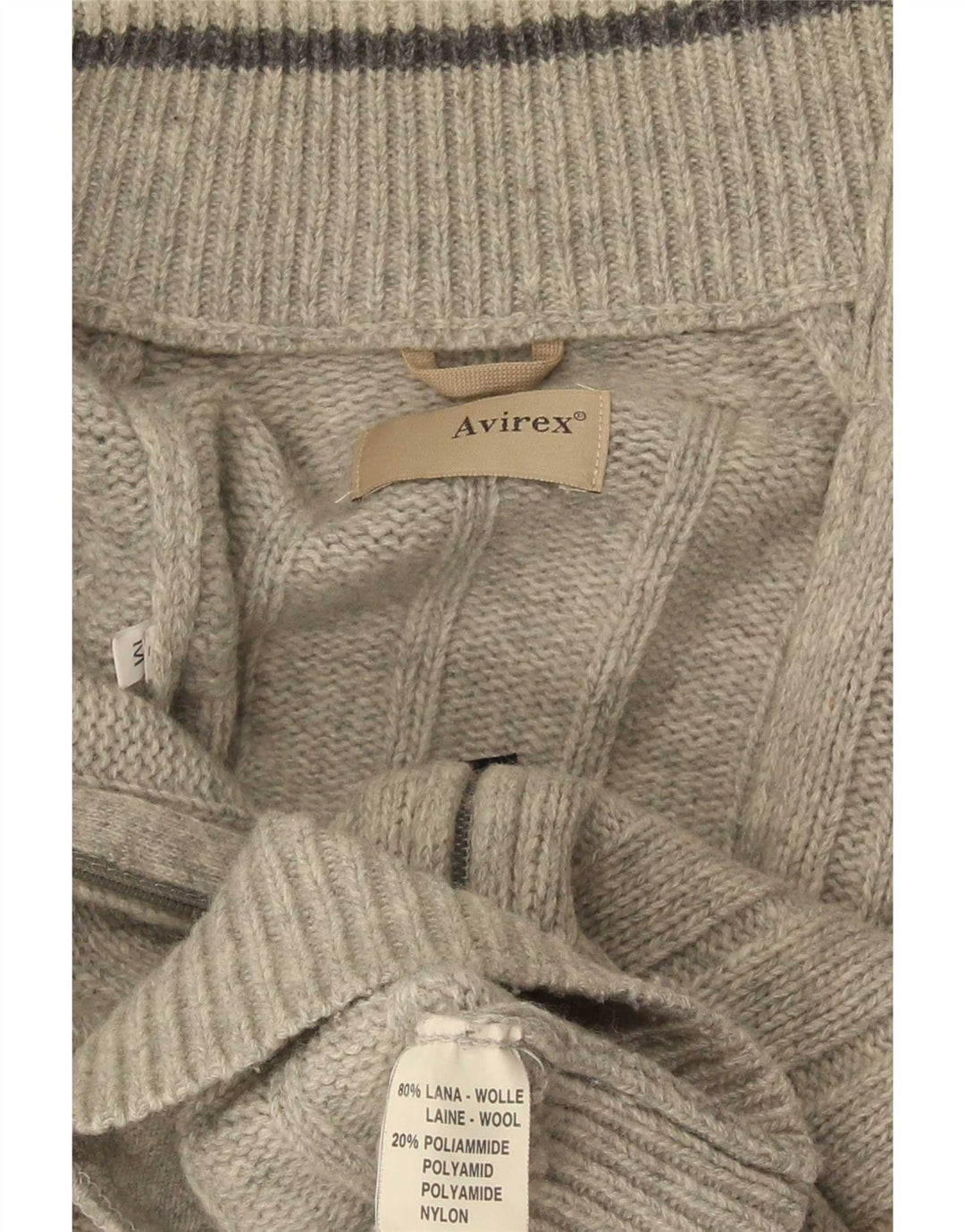 Sweter męski Avirex ze średniej szarej wełny
