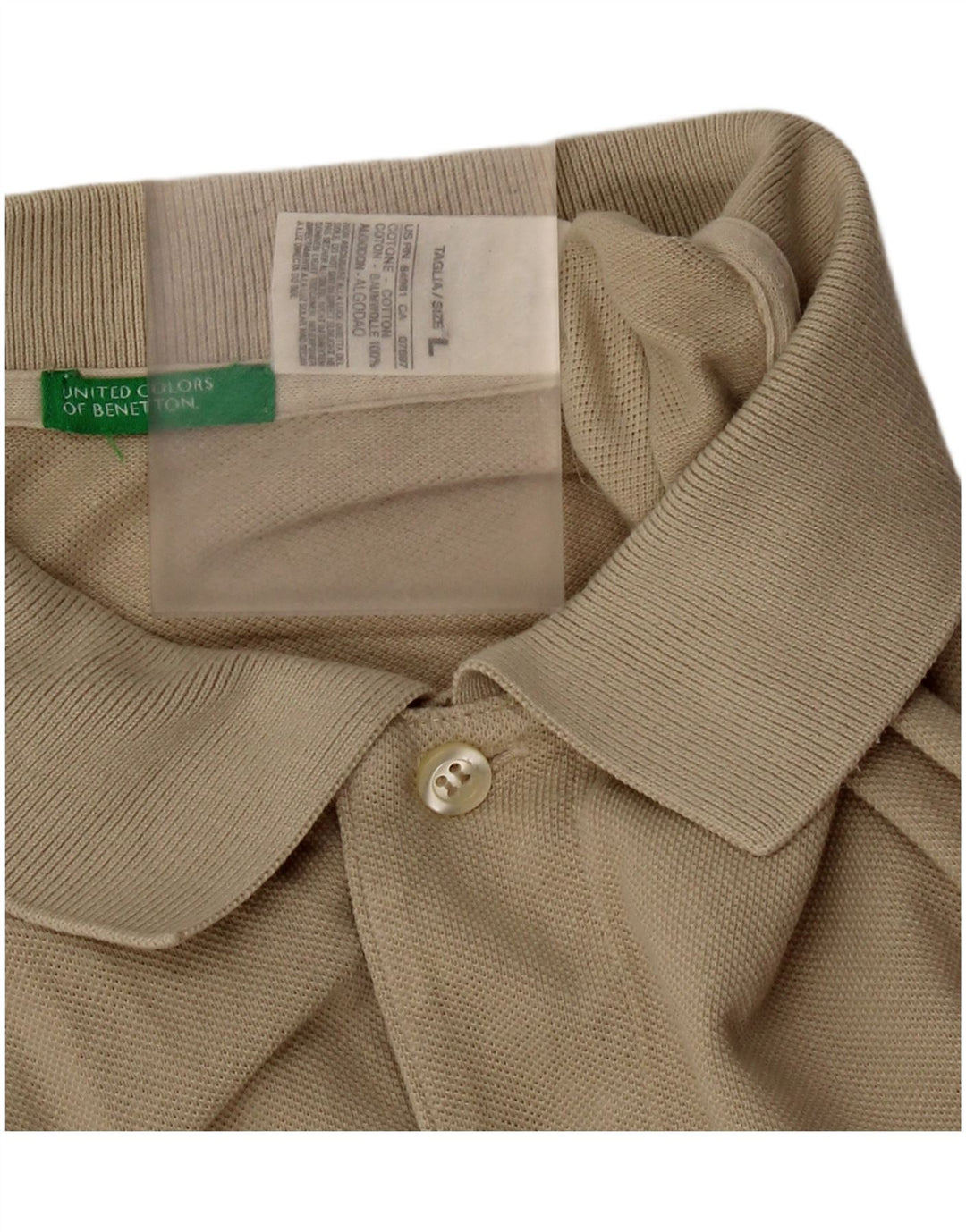 Męska koszulka polo Benetton, duża, bawełniana khaki