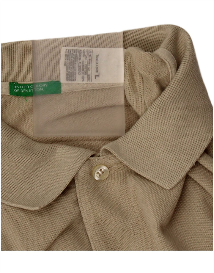 Męska koszulka polo Benetton, duża, bawełniana khaki