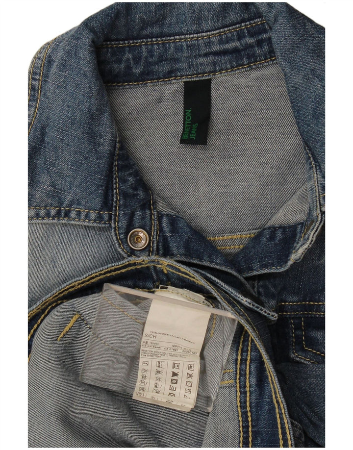 Damska kurtka jeansowa Benetton Crop UK 10, mała, niebieska bawełna