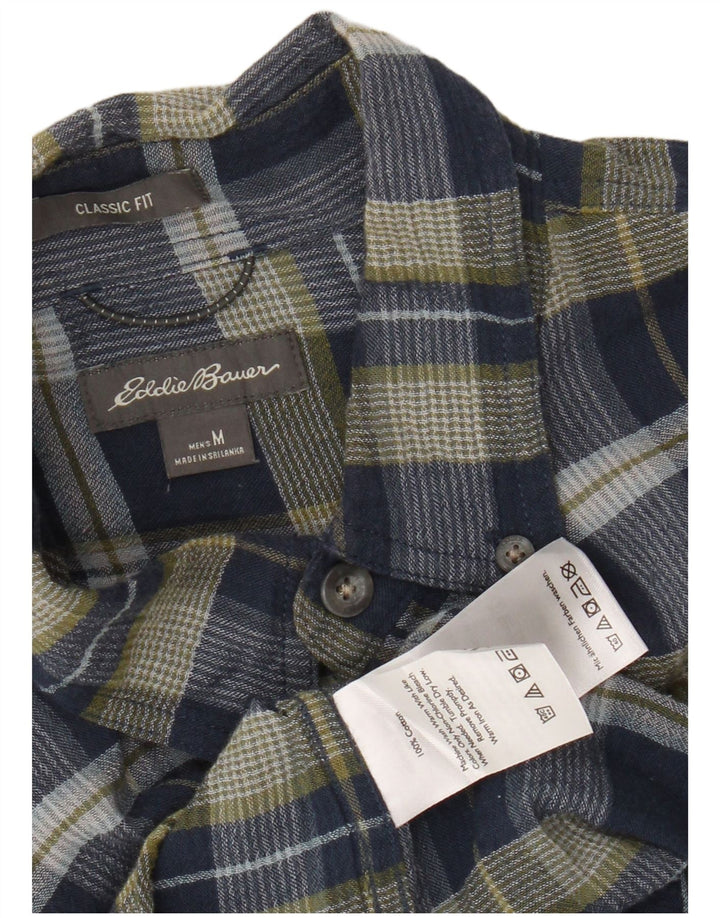 EDDIE BAUER Męska koszula flanelowa o klasycznym kroju, średnia, granatowa, bawełniana w kratę