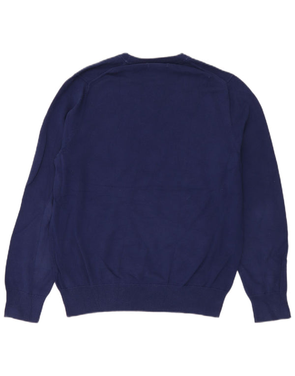Męski sweter z okrągłym dekoltem Massimo Dutti, średnioniebieski, bawełniany