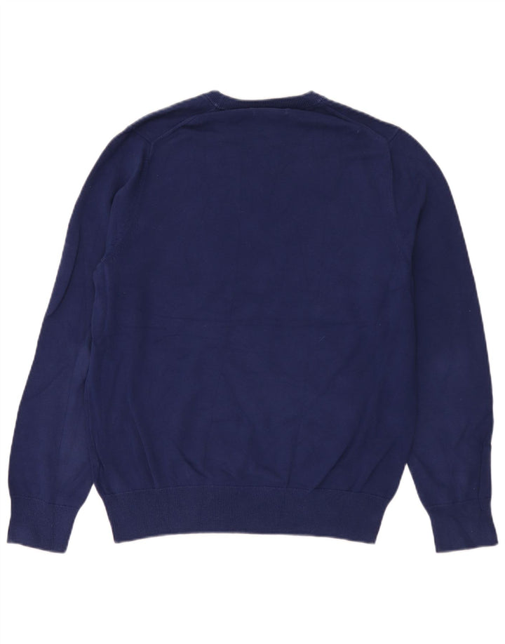 Męski sweter z okrągłym dekoltem Massimo Dutti, średnioniebieski, bawełniany