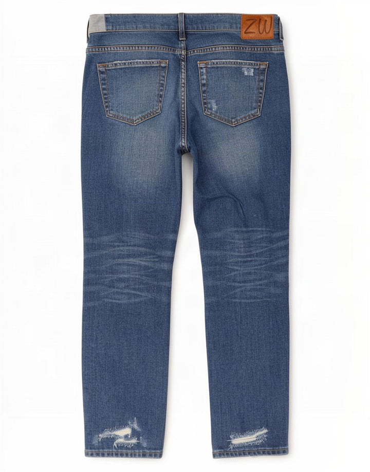 Damskie jeansy Zara w trudnej sytuacji, przycięte, EU 40, średnie, W30, L25, niebieskie