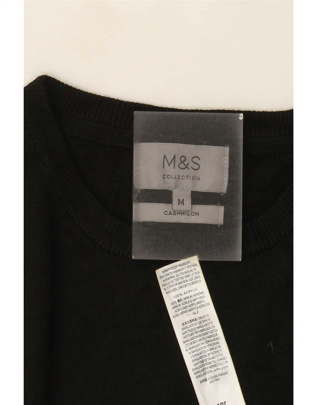 Marks & Spencer Męski sweter z okrągłym dekoltem, średni czarny akryl