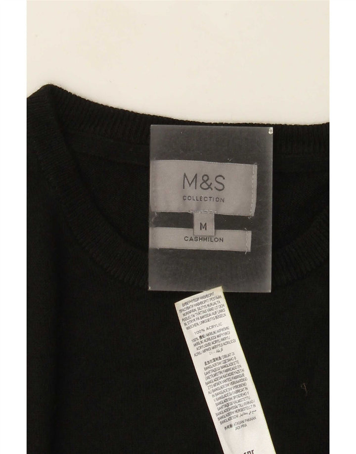 Marks & Spencer Męski sweter z okrągłym dekoltem, średni czarny akryl