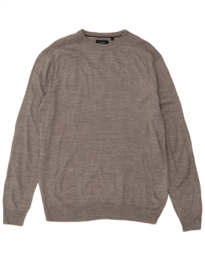 Męski sweter z okrągłym dekoltem Pierre Cardin, duży, szary, akrylowy