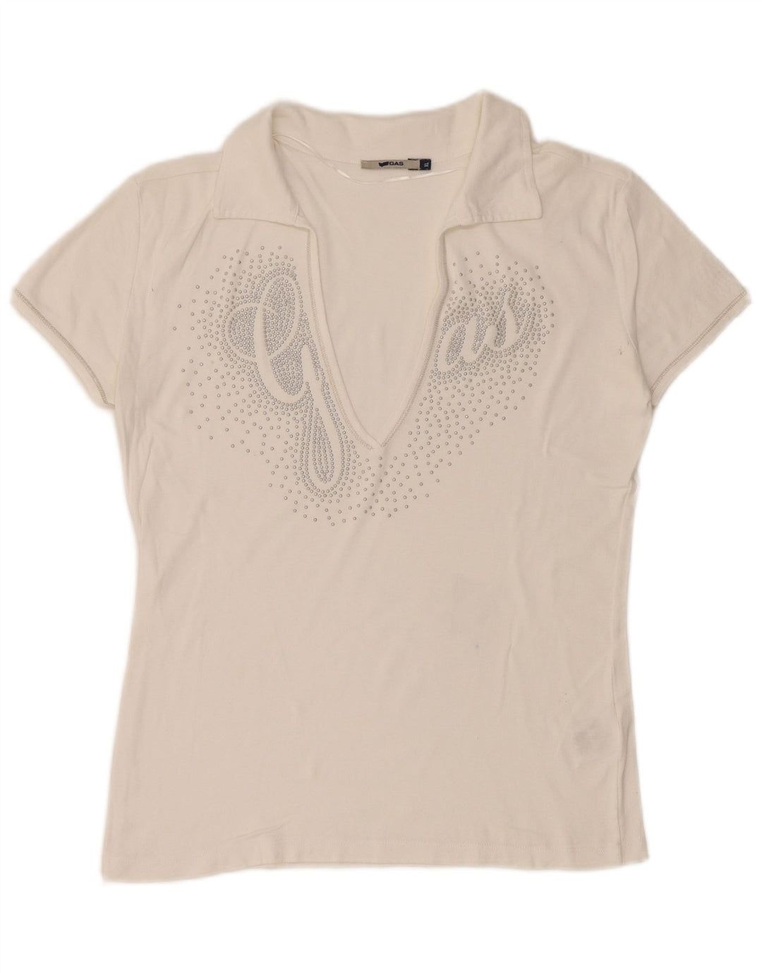 Damska koszulka polo GAS z grafiką UK 18 XL, biała bawełna