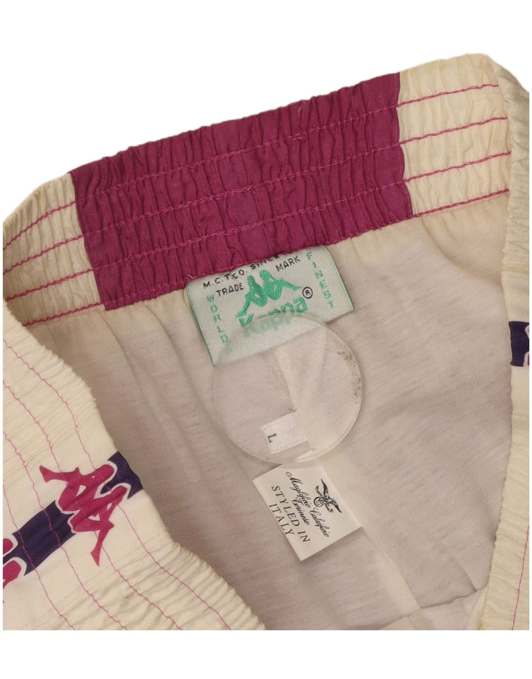 Męskie spodnie dresowe KAPPA z grafiką, duże, różowe bloki kolorów