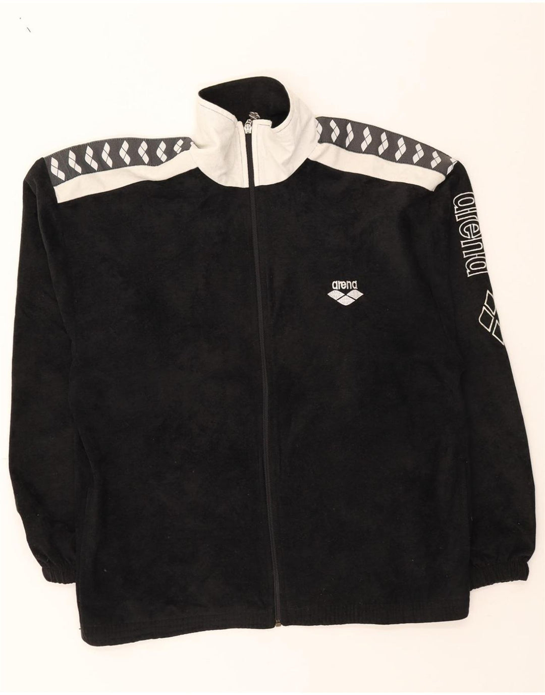ARENA Mens Graphic Tracksuit Top Jacket Large Black Vintage Arena and Second-Hand Arena from Messina Hembry 