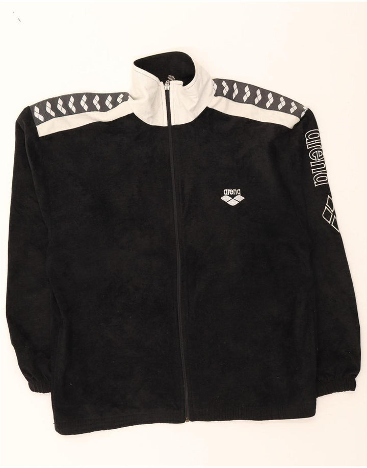 ARENA Mens Graphic Tracksuit Top Jacket Large Black Vintage Arena and Second-Hand Arena from Messina Hembry 