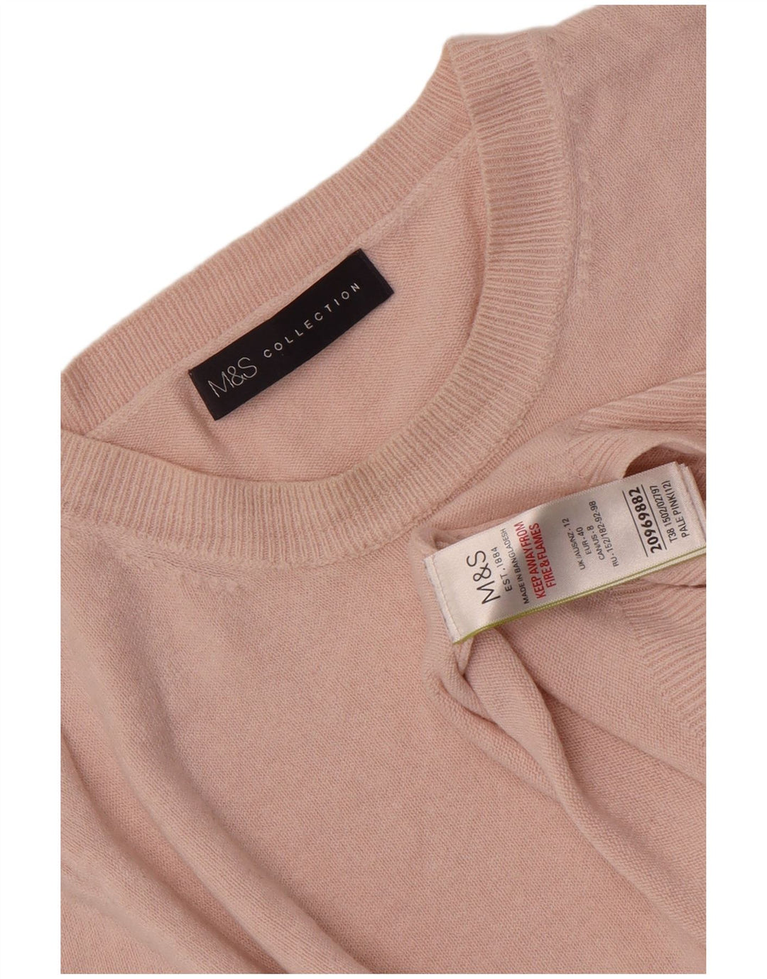 Marks & Spencer Damski sweter z okrągłym dekoltem, UK 12, średni różowy akryl