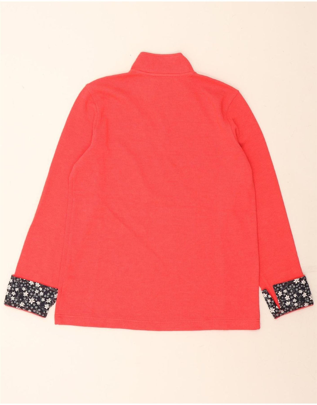 ORVIS Womens Zip Neck Jumper Sweater UK 16 Large Red Cotton Vintage Orvis and Second-Hand Orvis from Messina Hembry 