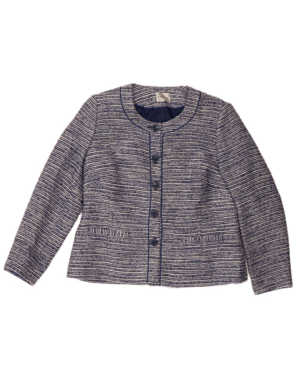 Damska marynarka zapinana na 5 guzików Eastex UK 12, średnie granatowe paski