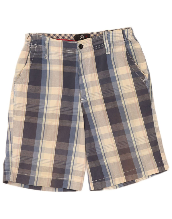 Converse Mens Chino Shorts Medium W32 Navy Blue Check Cotton