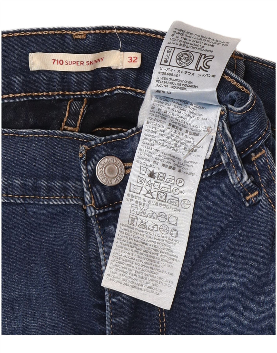 Damskie jeansy Levi's 710 Super Skinny W32 L30 Granatowa bawełna