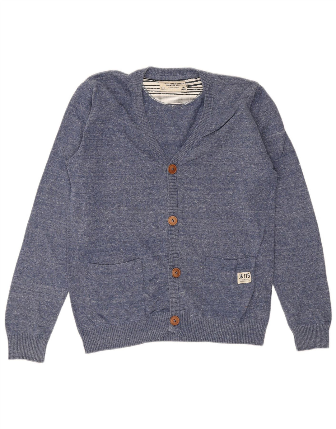 JACK & JONES Męski sweter rozpinany, średni niebieski, bawełniany