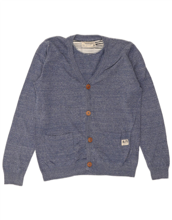 JACK & JONES Męski sweter rozpinany, średni niebieski, bawełniany